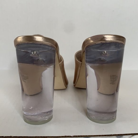 Steve Madden Rose Gold Leather Lucite Mule, sz 10 - Picture 4 of 8